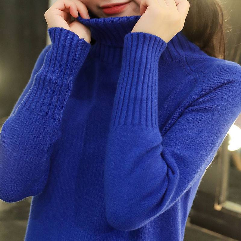 Women's Turtleneck Pullover Warm Pure Color Sweater