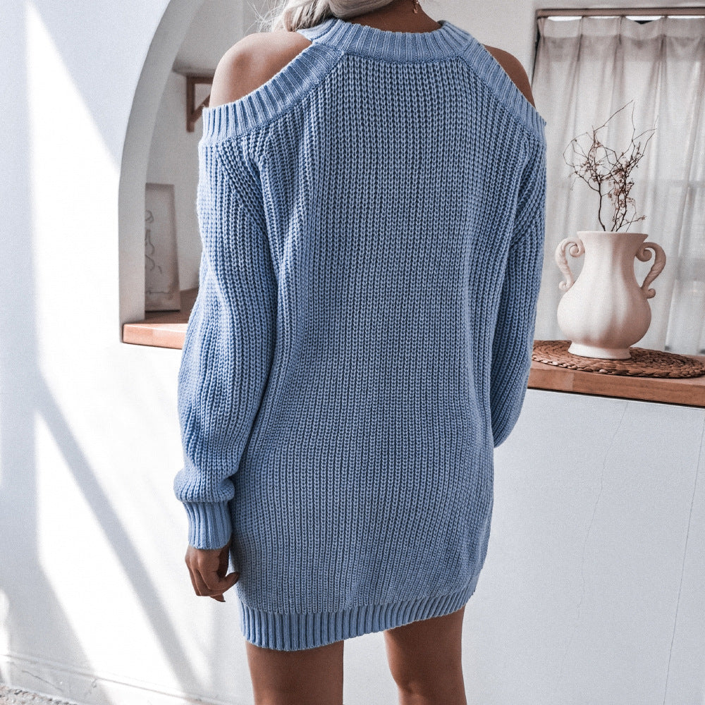 Strapless Long Sleeve Casual Loose Sweater Dress