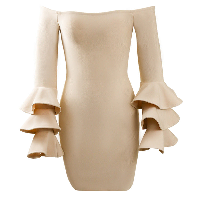 New Winter Butterfly Long Sleeve Bandage Dress Women Sexy Off Shoulder Celebrity Evening Runway Bodycon Party Dresses