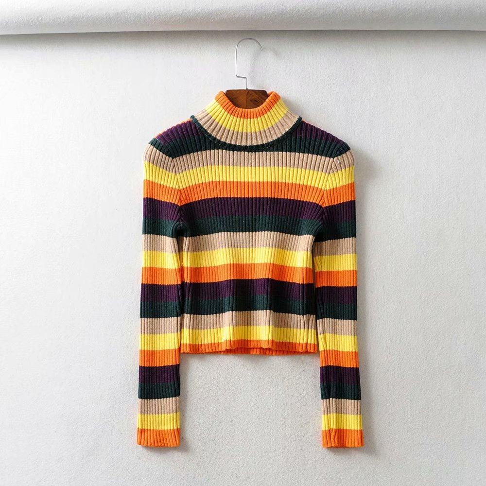 Rainbow turtleneck sweater