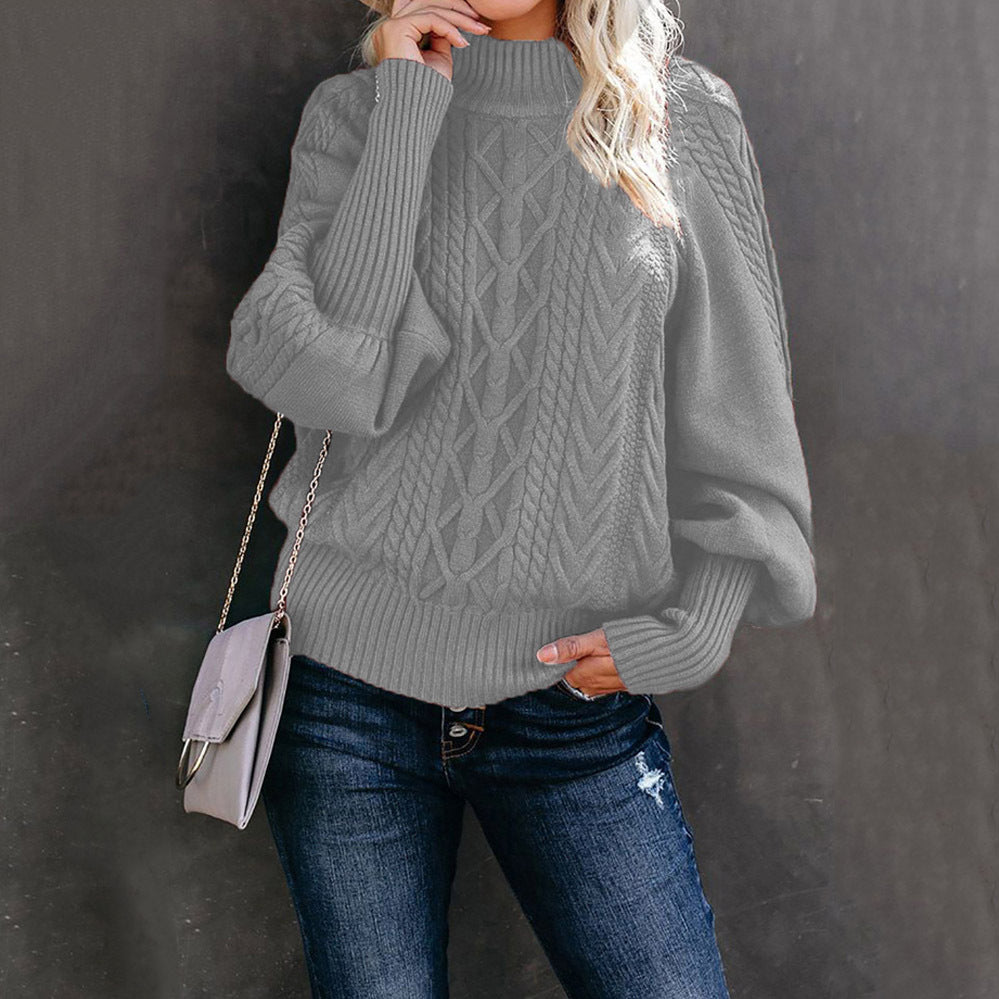 Ladies Loose Long-sleeved Knitted Solid Color Sweater