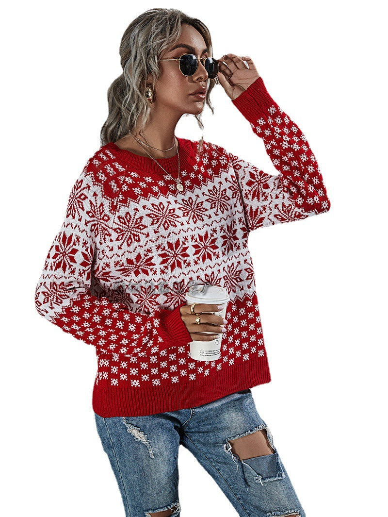 Knitted Loose Christmas Long-sleeved Round Neck Sweater
