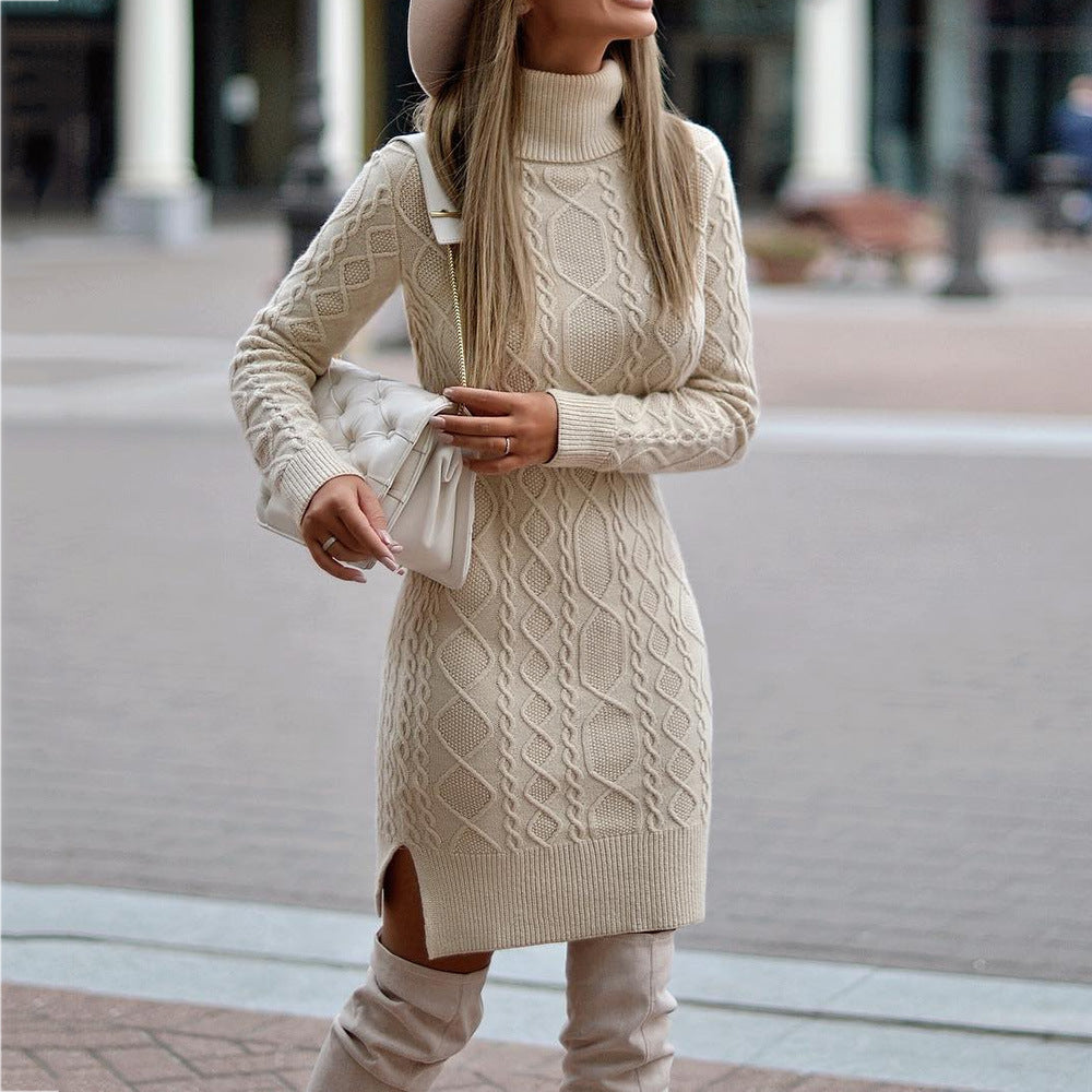 Twist thick knitted sweater dress