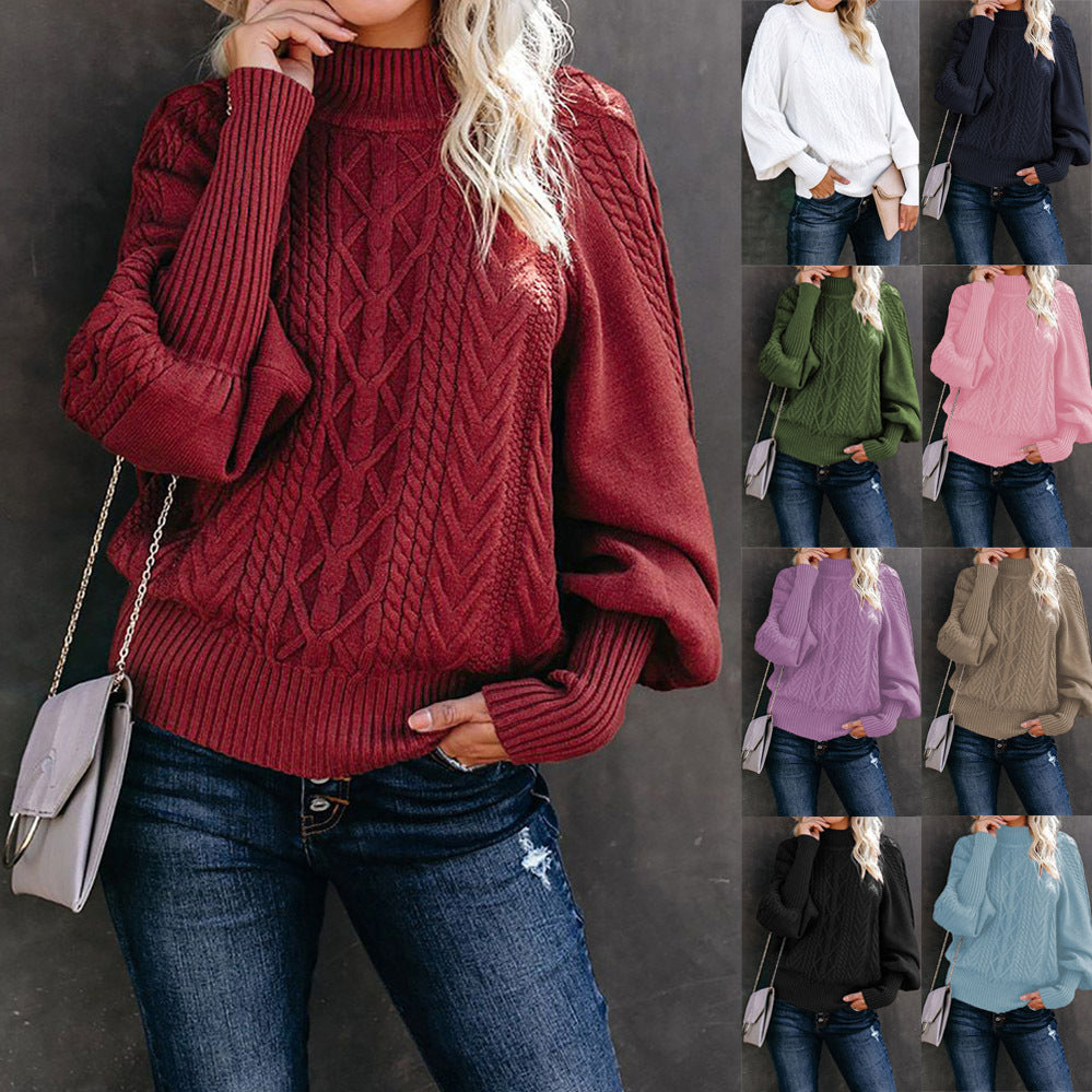 Ladies Loose Long-sleeved Knitted Solid Color Sweater