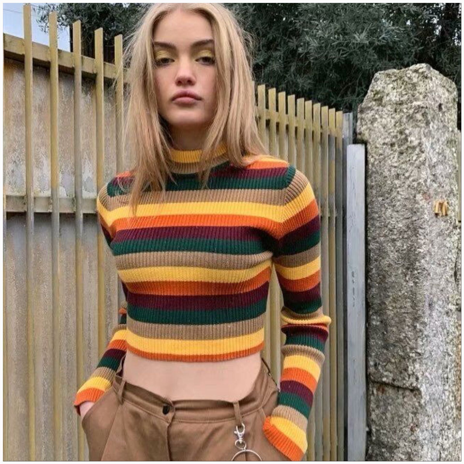 Rainbow turtleneck sweater