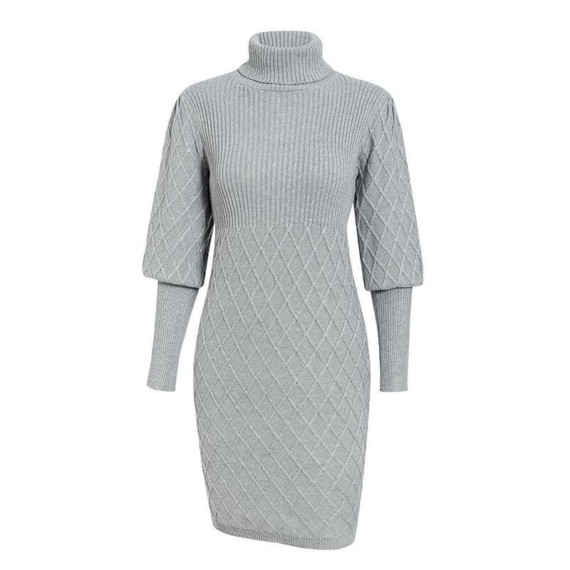 Knit dress casual turtleneck sweater