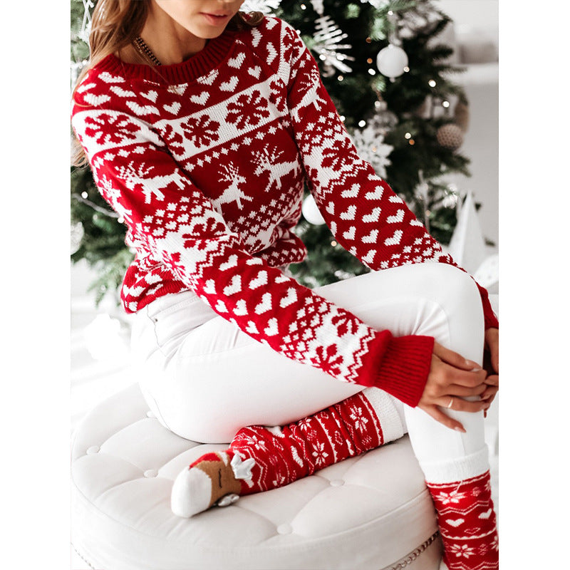 Christmas Elk Long Sleeve Knitted Sweater