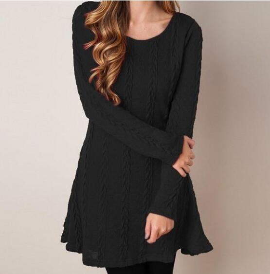 Women Causal  Short Sweater Dress Female Autumn Winter White Long Sleeve Loose knitted Sweaters Dresses