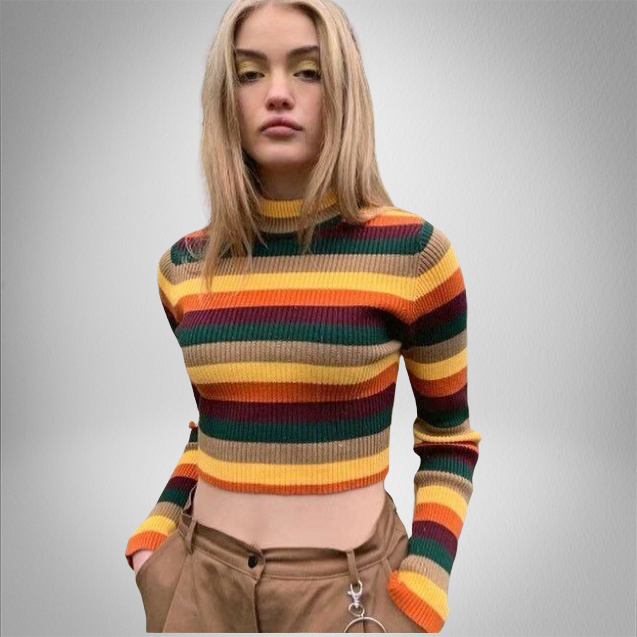 Rainbow turtleneck sweater