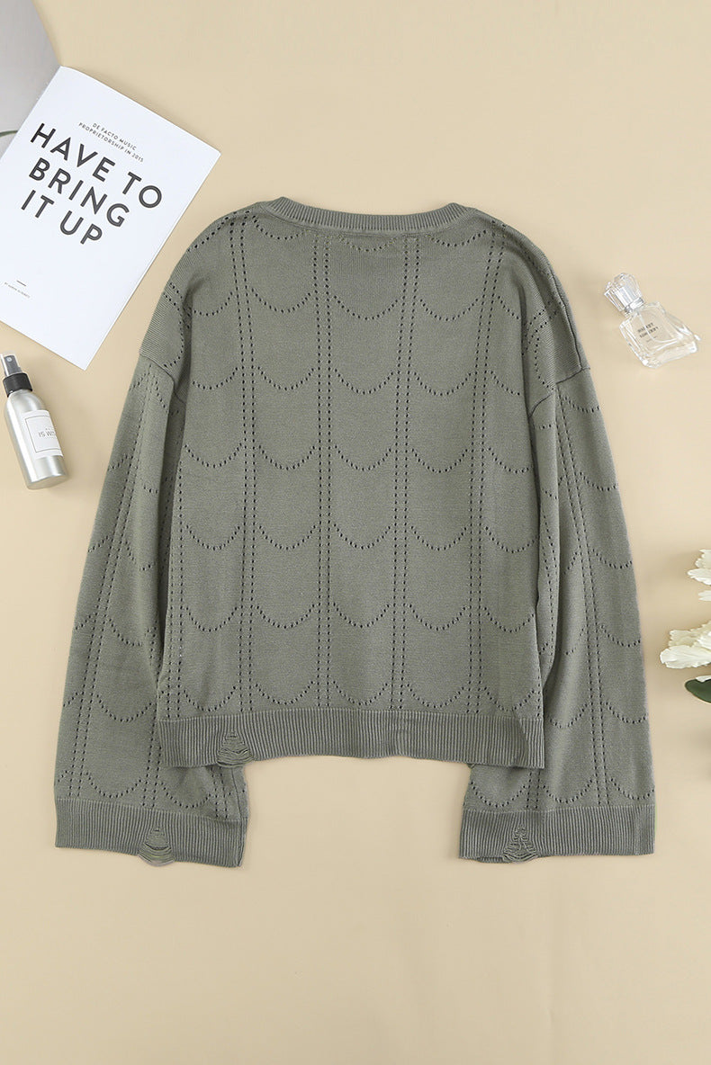 Women's Loose Pullover Long Sleeve Solid Color Sweater