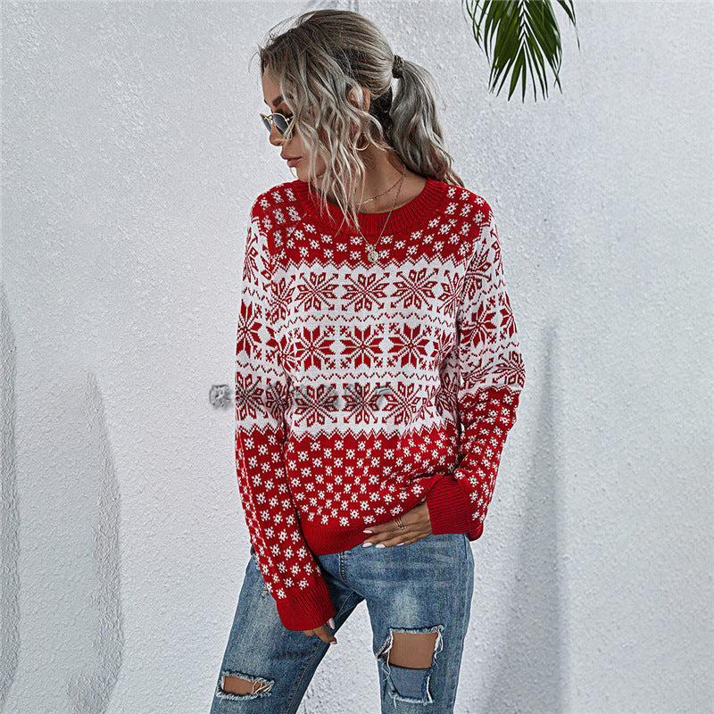 Knitted Loose Christmas Long-sleeved Round Neck Sweater
