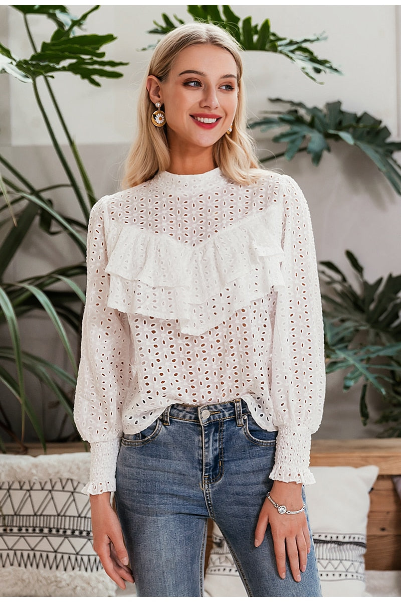 Elegant See Through Long Sleeve Blouse