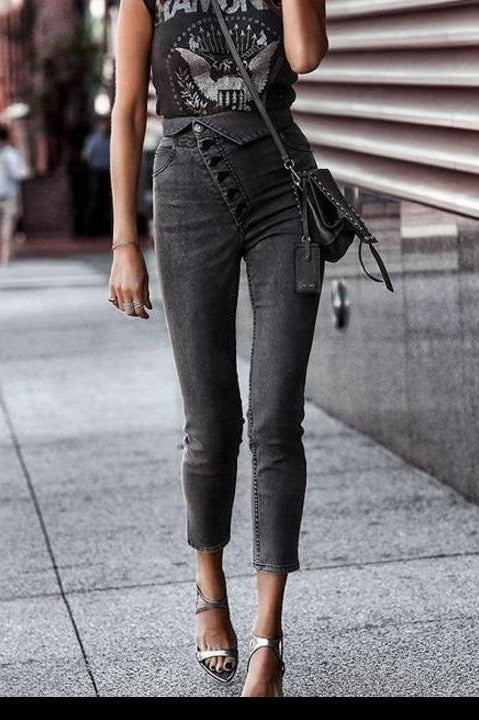 Sexy High Waist Buttons Jeans