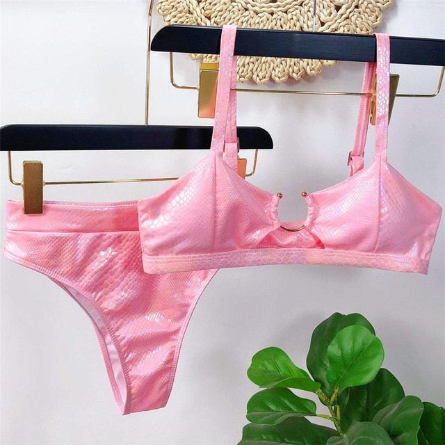 Printed High Waist Bikini Set
