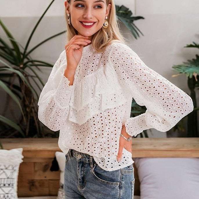 Elegant See Through Long Sleeve Blouse