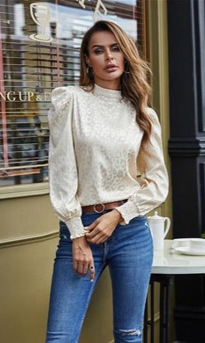 Puff Sleeve Satin Blouse