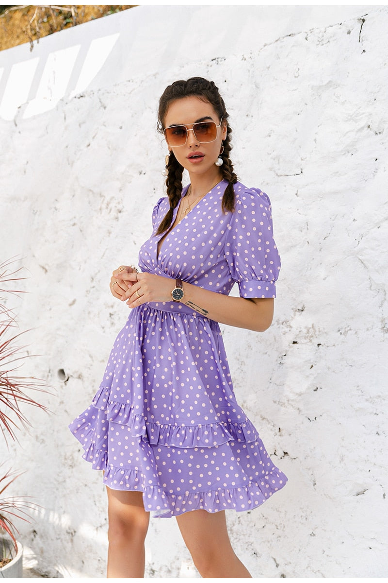 Puff Sleeve High Waist Dress