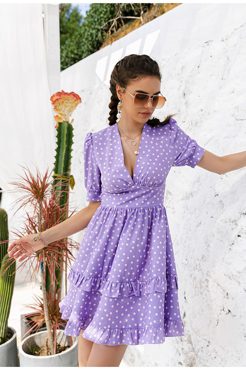 Puff Sleeve High Waist Dress