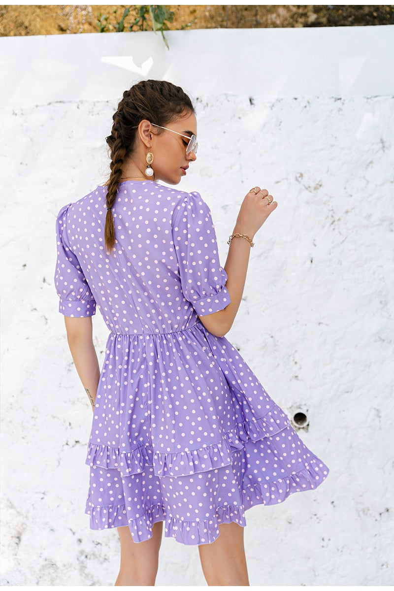 Puff Sleeve High Waist Dress