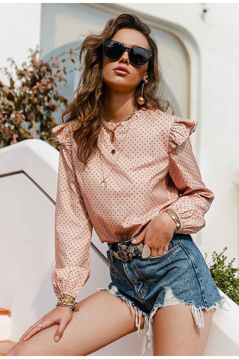 Long Sleeve Ruffles Blouse